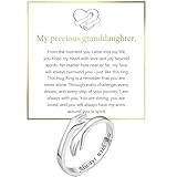Yuanyora S925 Sterling Silver Hug Ring for Granddaughter Adjustable Ring for Women Birthday Christmas Gifts for Daughters Tarnish Free Jewelry Gift for Her Hope Rings for Granddaughter