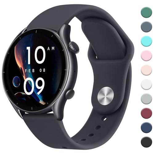 Mugust Armband Kompatibel mit Amazfit GTR 47mm / GTR 2 / GTR 2e / GTR 3 / GTR3 Pro/GTR 4 / Stratos 3 / Stratos 2, 22mm Neues Silikon Armband Sport Ersatz Uhrenarmband, Mitternachtsblau