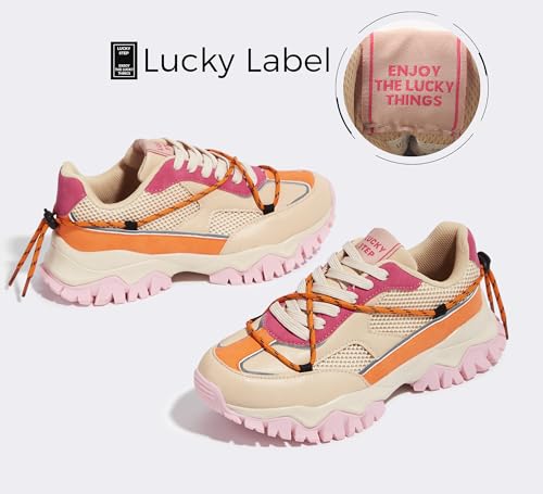 LUCKY STEP Women's Platform Colorful Fashion Sneakers Tennis Retro Colorblock Adjustable Lace Lifestyle Stylish Cute Chunky Dad Casual Walking Shoes4