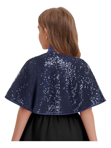 Girls Princess Cape Mock Neck Bolero Shrug Allover Sequins Flower Girl Cover Up2