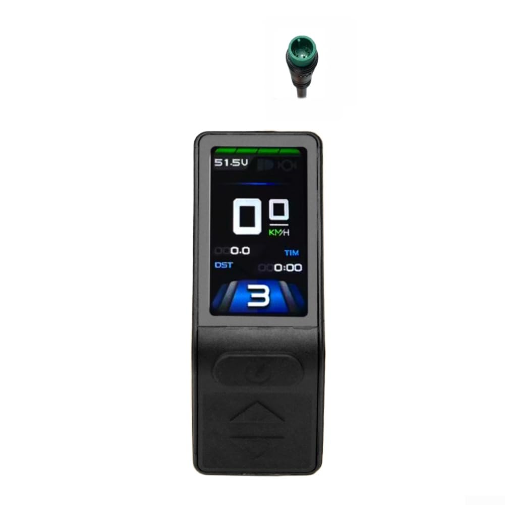 Qualoramall Electric Bicycle Display Screen for KT-TF04 24V-48V Color LCD with Speed Battery Level Fault Code 5-Pin SM Waterproof Connector Black(SM)