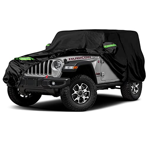 Image of Waterproof Car Cover Replace for 2007-2024 Jeep Wrangler 2 Doors, 6 Layers All Weather Custom-fit Car Cover with Zipper Door & Windproof Bands for Snow Rain Dust Protection (2007-2024, 2 Door)
