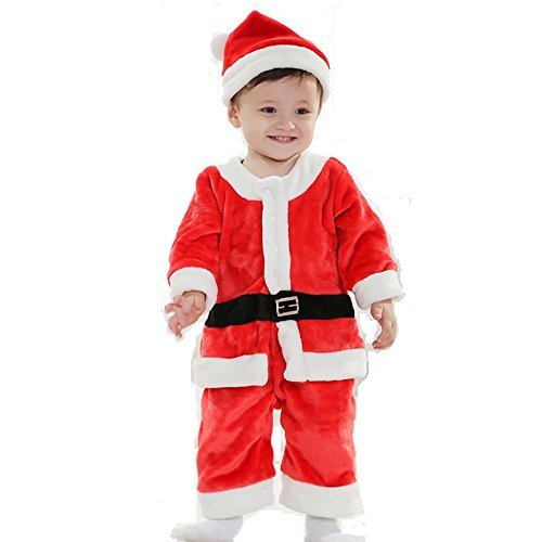 Partysanthe ChildS Christmas Costumes Santa Claus Velvet Suit Outfit Set With Hat N Belt For Boys Kids 1-3 Years Old (B0788M7X85) Amazon Price History, Amazon Price Tracker