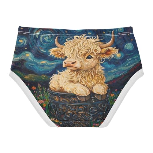 Cute Baby Highland Cow Basket Van Gogh Starry Night Toddler Girls's Underwear 2T 202b85862