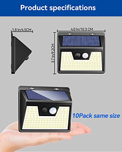 Image of Peasur Solar Lights Outdoor Waterproof [3 Pack /140LED], Warm White Motion Sensor Lights Dusk to Dawn, 3 Modes Solar Fence Security Lighting for Wall Garden Yard Stair Outside