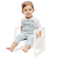 FUNLIO Höhenverstellbarer Montessori-Entwöhnungsstuhl für 1-3 Jahre, Qualitätsstuhl aus Massivholz, zum Essen/Lesen/Spielen, Montessori-Möbel mit CPC-Zertifikat - Weiß
