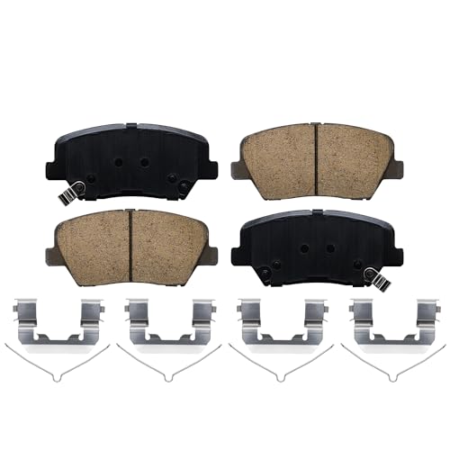 Image of Detroit Axle - Front Brake Kit for 2016-2020 Kia Sorento | 2017-2018 Santa Fe Sport, Drilled and Slotted Disc Brake Rotors Ceramic Brake Pads w /Hardware Replacement 12.60 inch inch Rotors