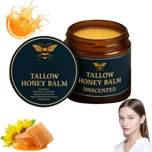 AEEHFENG Tallow Honey Balm Advanced Beef Tallow for Skin Organic Grass-Fed Beef Tallow Balm With Raw Honey Natural Soothing Moisturizing Anti-Aging Suitable for All Skin Types (1 Bottle)