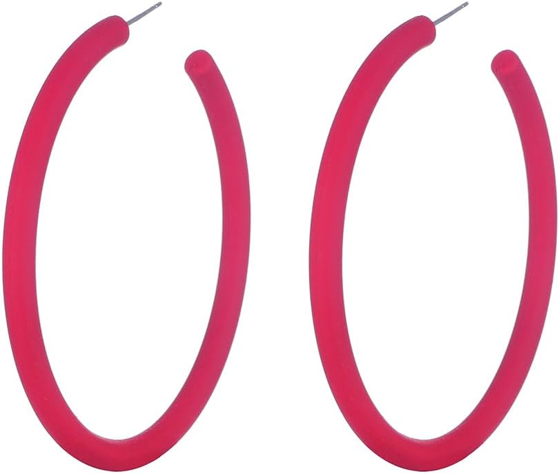 Kercisbeauty Acrylic Tube Blue Hoop Earrings for Women Girls Sterling Silver Piercing Jewelry Y2k Retro Cute Earrings (Black)