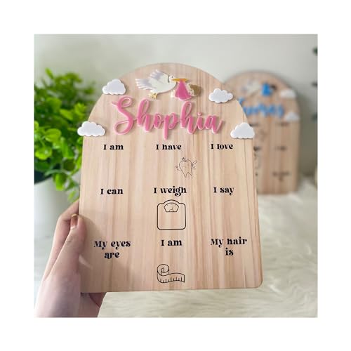 decorcustomsgift Personalized Custom name, Birth Start Name, Gift for Baby Boy, Gift for Baby Girl, Wood