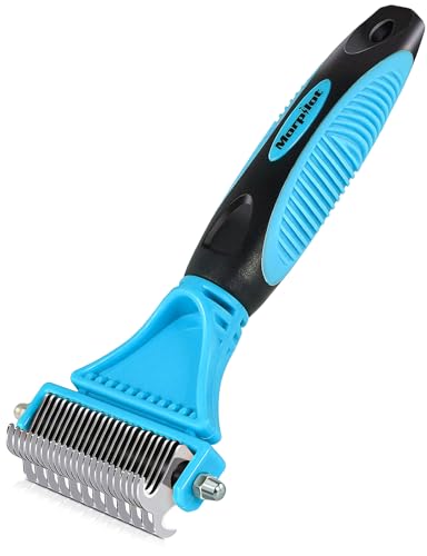 Hundebürste Katzenbürste, 12+23 Haustier Edelstahlkamm, doppelseitiges DeShedding Tool für Hunde zum Entfernen unerwünschter Haare Entwirren von Knoten