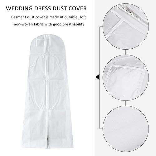 1 piece of non-woven dust cover, with 1 piece of shoe storage bag, Zip clothing protector, household clothing storage bag, foldable protective cover, suitable for wedding dresses - Image 3
