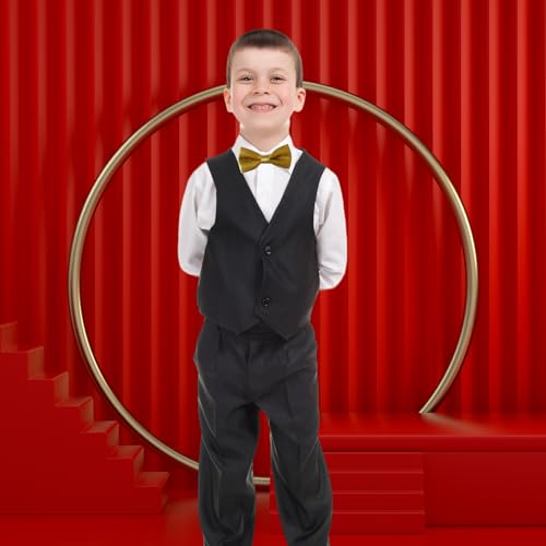 Classic Adjustable Neck Bow Tie - Solid Color Satin Bow Tie for Boy Wedding Party Dress Up3