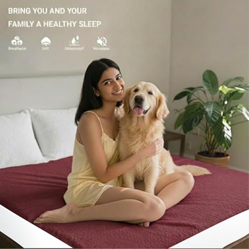 Image of Next Space - Waterproof - Hypoallergenic Mattress Protector, PVC-Free, Easy Wash, Absorbent and Breathable (Maroon, 48x75)