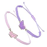 2 Pcs Matching Bracelets For Couples Friendship Bracelet Butterfly Matching Bracelets Adjustable Strand Best Friends Bracelet Handmade Charm Friendship Bracelet Jewelry Gifts For Women Couples Girls