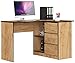 Bureau d'angle B-16 avec 3 tiroirs et 2 étagères à Gauche ou à Droite, L124 x H77 x P85, 48 kg