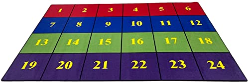 KIDCARPET.COM Classroom Seating Rug with 24 Squares Bright, 7'6" x 12' Rectangle, Educational Classroom Rug, Kids Learning Play Mat | Area Rug for Bedroom or Playroom