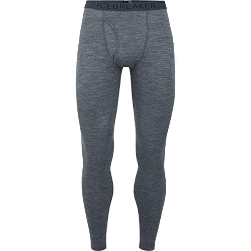 Icebreaker Merino Herren 200 Oasis Leggings für kaltes Wetter mit Hosenschlitz, Wolle Base Layer Thermohose, Gritstone Hthr, Large Cover