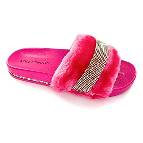 sole london Ladies Diamante Slip On Slides Cover