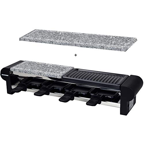 Raclette Thurgau für 4 Personen mit heißen Stein 4 Pfännchen und 1 Zusatzplatte antihaftbeschichtet 600W