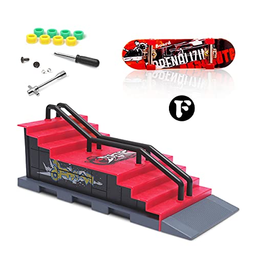 Aolieh Juego de accesorios para monopatín de dedos y rampa, juego de juguetes para monopatín de dedos, para niños, F) Cover