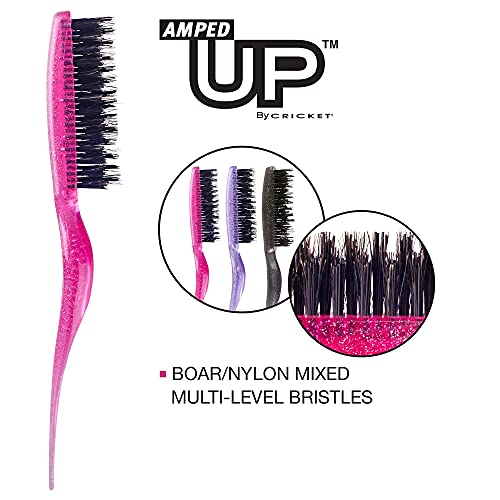 Cricket Amped Up Teasing Hair Brush For Volume, Backcombing, Lifting, Styling, And Sectioning Hair, Sparkle Pink #TOP2