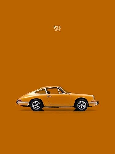 Posterazzi PDXRGN113112SMALL Porsche 911 1968 Orange Mark Rogan - Póster impreso, 18 x 24, multicolor