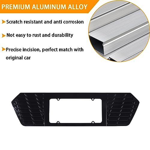 Rear License Frame Compatible with Chevrolet Corvette C8 2020-2025, Aluminum License Plate Frame Grill Vent Insert, License Plate Trim Base Accessories (Bright Black)