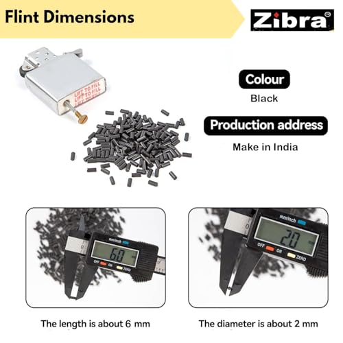 Image of Zibra Universal Lighter Flint Stone I Black 50 Genuine Lighter Flint Pellet I Strong Spark Fire Starter Replacement Flint I Compatible with Zippo, Clipper & Other Wheel Lighters