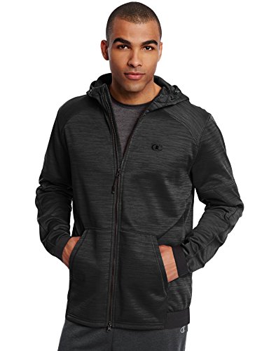 Champion Men's Fleece Jacket, Black Heather, Small