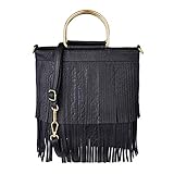 handtasche schwarz fransen Perfekt für jeden Tag. Sie können alles Wesentliche (Geldbörse, Brieftasche, Handy, Make-up) hineinlegen.
