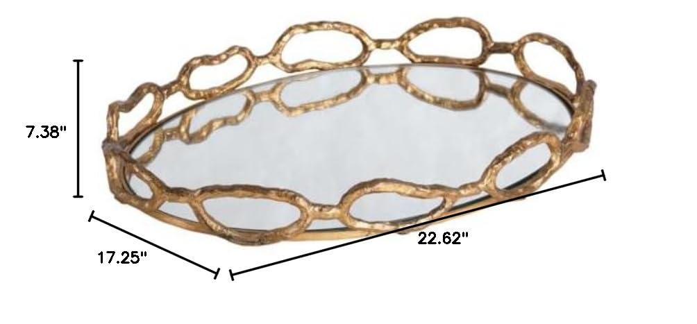 Uttermost Cable Chain Gold Leaf Mirrored Decorative Tray