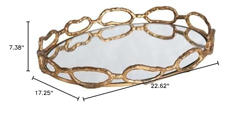 Vista 6 de Uttermost Bandeja decorativa con espejo de hoja dorada con cadena de cable