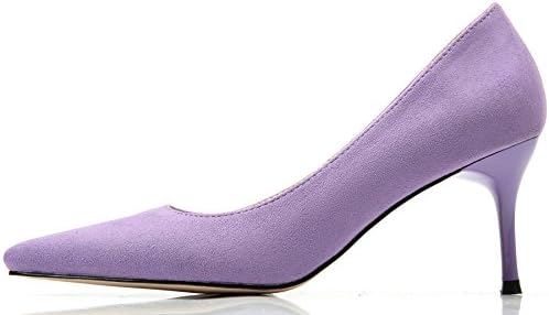 BIGTREE Women High Heels Suede Elegant Pointed Toe Shoes Purple Dress Pumps 10 B(M) US | Image 1