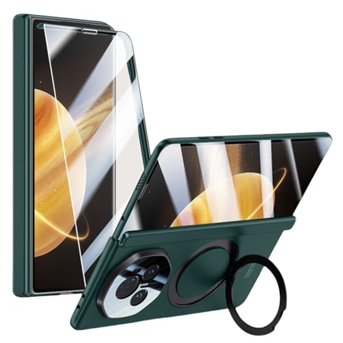 HONOR Magic V3�p�̌y�ʂŒ����^�̃P�[�X�ŁA�X�N���[���v���e�N�^�[�A�q���W�ی�A��]���̎w�փz���_�[����������Ă��܂��B (Magic V3�p,�ΐF)