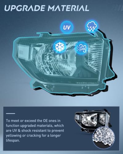 Image of Nilight Headlight Assembly Compatible for 2014-2021 Toyota Tundra | 2014 2015 2016 2017 2018 2019 2020 2021 SR5 /1794 /Limited /Platinum /SR /TRD Pro Headlamps with Black Housing Amber Reflector