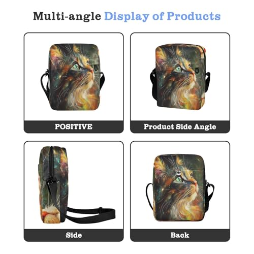 messenger bag for men crossbody bag Womens Fashion Purses Adjustable Strap for Travel Travel- Oil Painting Feeling Cute Cat4