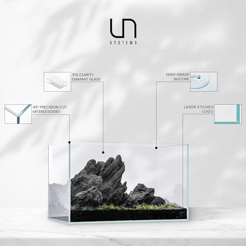 Ultum Nature Systems Ultra Clear Rimless Aquarium - Low Iron Glass Fish Tank with 45° Mitered Edges, 5mm-12mm Thick, Leveling Mat Included (5S, Shallow, 2 Gallon) - 2