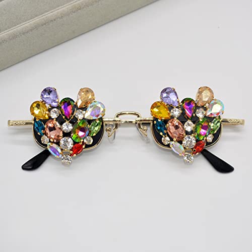 laureles 2023 Fashion Small Rhinestone Sunglasses Women Vintage Retro Round Punk Sun Glasses Men UV4002