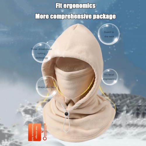 3 in 1 Winter Hood Fleece Double Layer Integrated Hat for Men and Women - image 3