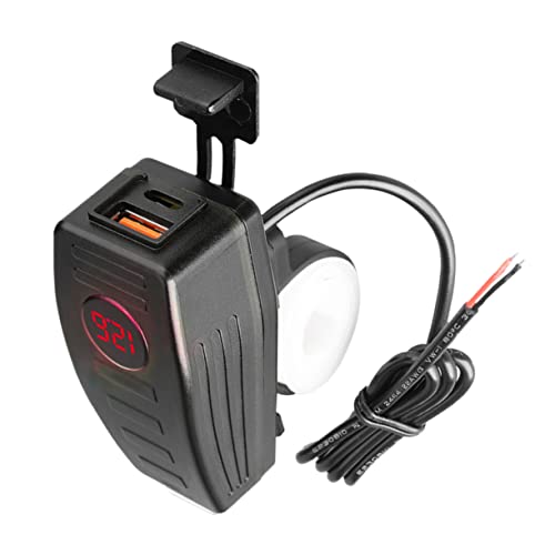PartyKindom Motorcycle Pd Charger 12v/24v 4.2a Fast Charge Dual Port Handlebar Mount Voltage Monitoring
