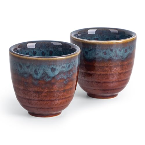Tacuhy Ceramic Japanese Tea Cups, 5 oz Tea Cup, Asian Teacup, Teacups, Set of 2 (Peacock Tail, 2 pcs)