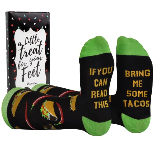 Cavertin Mens Funny Socks Hunting Fishing Football Baseball Gaming Golf Taco Pizza Bacon Christmas Gift for Men (Taco)