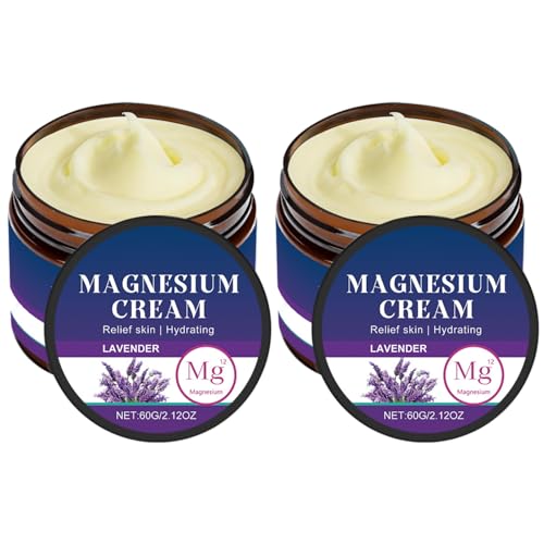 2 Pack Magnesium Butter for Sleep, Soothing Magnesium Cream for Body Massage, Lavender & Shea Butter Formula for Restful Nights, Post-Workout Recovery & Skin Moisturising