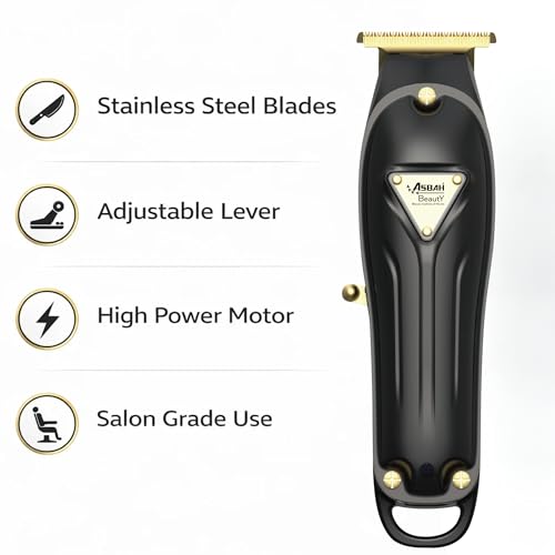Image of ASBAH Professional Palladium Mini Trimmer | Cordless Trimmer | Clipper with Guide Comb | One Year Warranty, Lifetime Repair & Services (Multicolor)