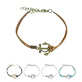 ➤PERFEKTE GRÖßE & VIELE FARBEN: Länge des Armbandes: 24cm / Größe Anker: 24mm x 20mm ➤ wählbare Farbe des Armbandes: schwarz, weiß, pink, blau oder braun | Bei diesem Anker - Freundschaftsarmband kannst du aus vielen stylischen Farben wählen. So findest du immer das richtige Armschmuck - Modell, egal ob du Armbänder für Männer oder Frauen suchst. Die Lände des Armbandes von 24cm ist sehr universell gewählt, sodass sie sowohl für Männer, als auch für Frauen und größere Kinder passt.