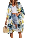 Feature:Open Front Cardigan für Frauen hat stilvolle schicke Muster in Boho Floral und Tropisch. Beidseitig geteilt und geräumige Ärmel sind fließend, attraktive Designs. Der Strand-Kimono kann mit Weste, Tank-Top, Bluse, Bikini, Denim-Shorts, Leggings und Kleid kombiniert werden