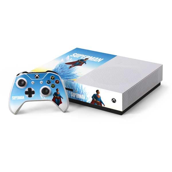 Skinit Decal Gaming Skin Compatible with Xbox One S Console and Controller Bundle - Officially Licensed DC Comics Superman Color Splatter Design
