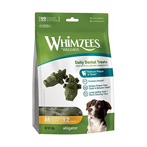 WHIMZEES Alligator, Natural and Grain Free Dog Dental Sticks, Dog Chews for Medium Breeds, 12 Pieces, Size M Cover