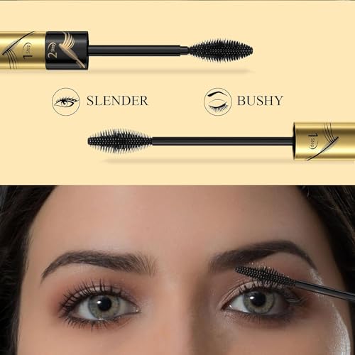 2 in 1 4D Silk Fiber Lash Mascara Waterproof, Lengthening Mascara Black, Waterproof Mascara Black - No Clumping Super Strong Waterproof No Toxic Mascara & Smudge-Proof Roller Lash Curling, Gold - Image 4
